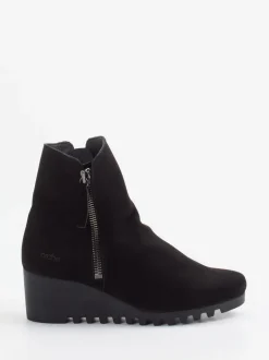 Arche – Keilabsatz-Stiefelette aus Nubukleder schwarz