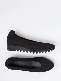 Arche – Keilballerinas aus Nubukleder schwarz