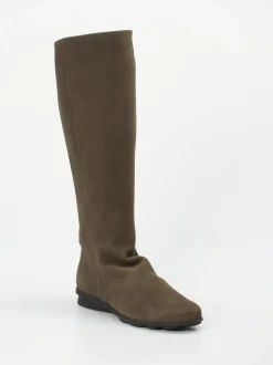 Arche – Kniehohe Stiefel aus Nubukleder olivbraun