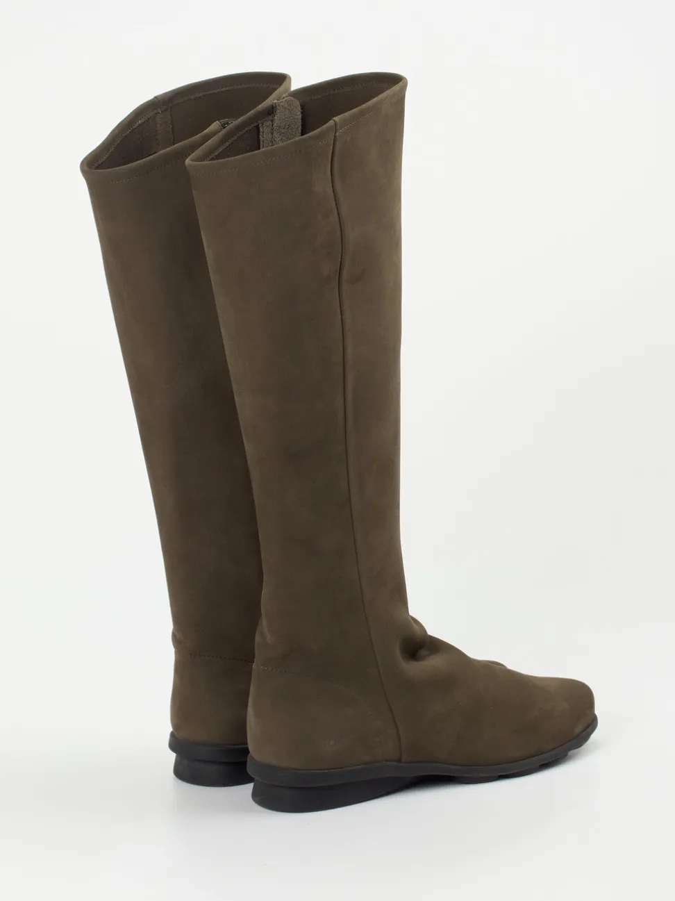 Arche – Kniehohe Stiefel aus Nubukleder olivbraun