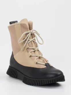 Arche – Schnürboots aus Velours- und Glattleder beige