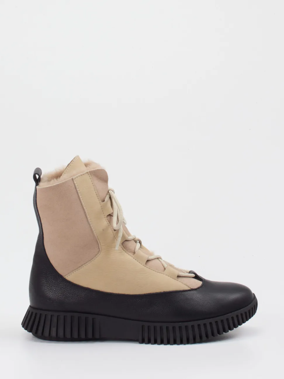Arche – Schnürboots aus Velours- und Glattleder beige
