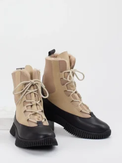 Arche – Schnürboots aus Velours- und Glattleder beige