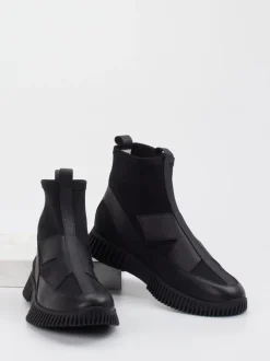 Arche – Sock-Boots aus Textil und Leder schwarz