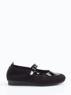 Arche – Spangenpumps aus Lackleder und Veloursleder Schwarz
