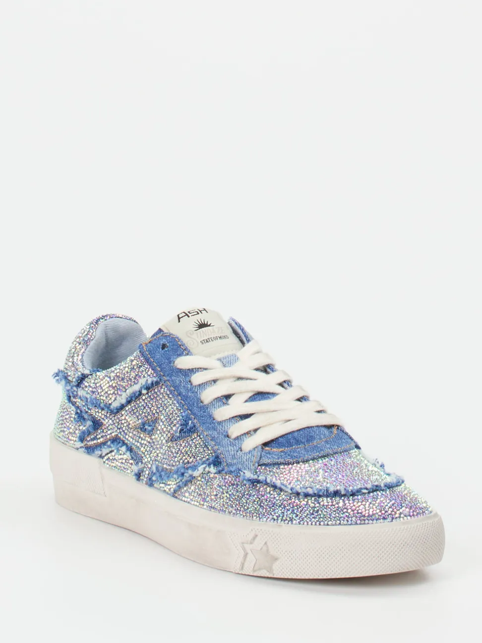 ASH – Sneaker aus Metallic und Denim Himmelblau