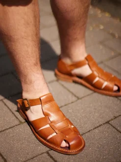 Astorflex – Fischersandalen aus Kalbleder cognacbraun