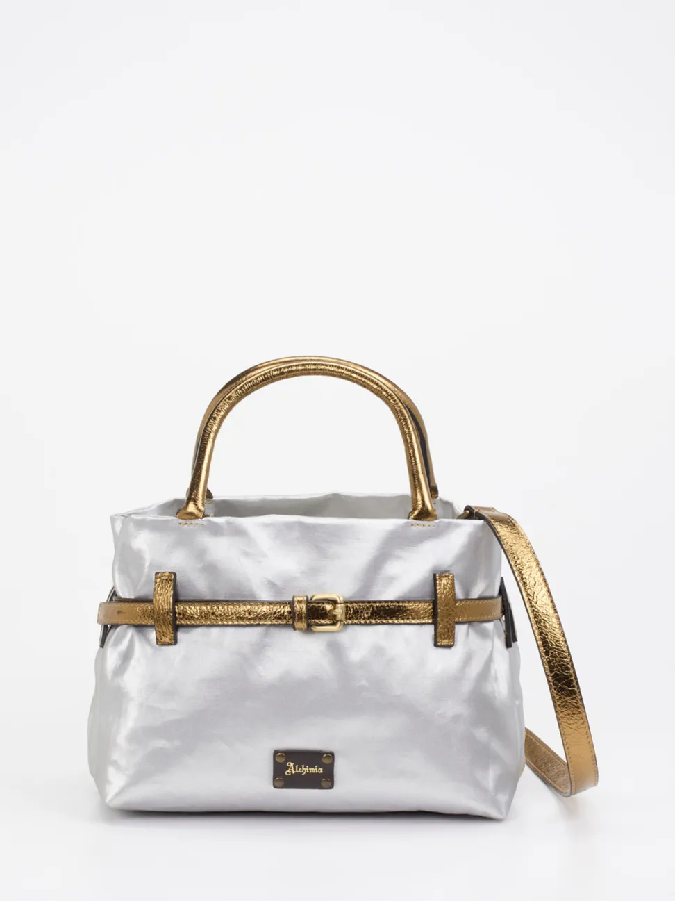AU 79 – Handtasche aus Leinen und Kalbleder Silber
