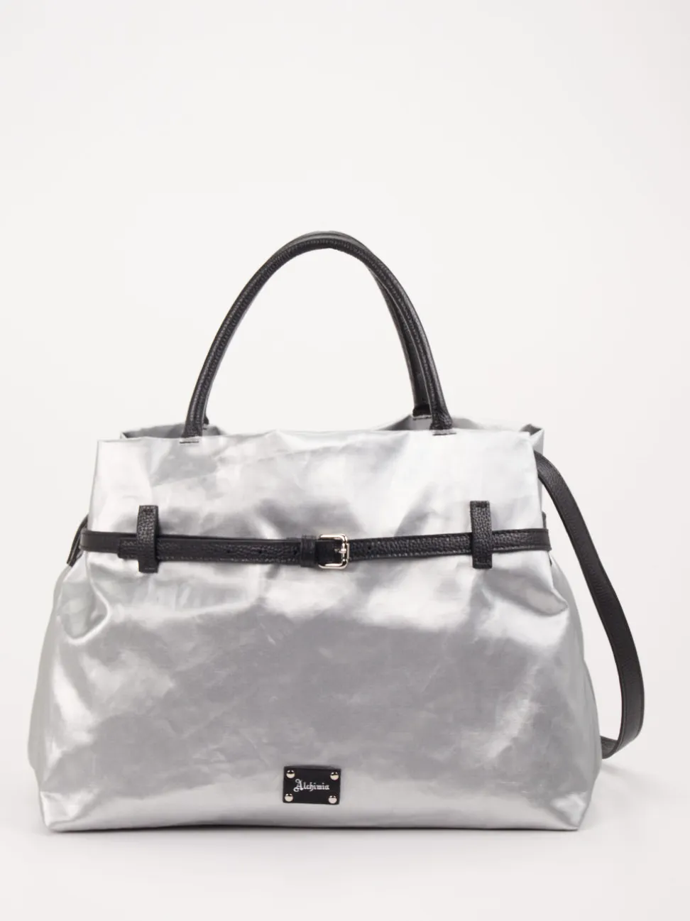 AU 79 – Shopper Bag aus Leinen-Kunstleder Silber