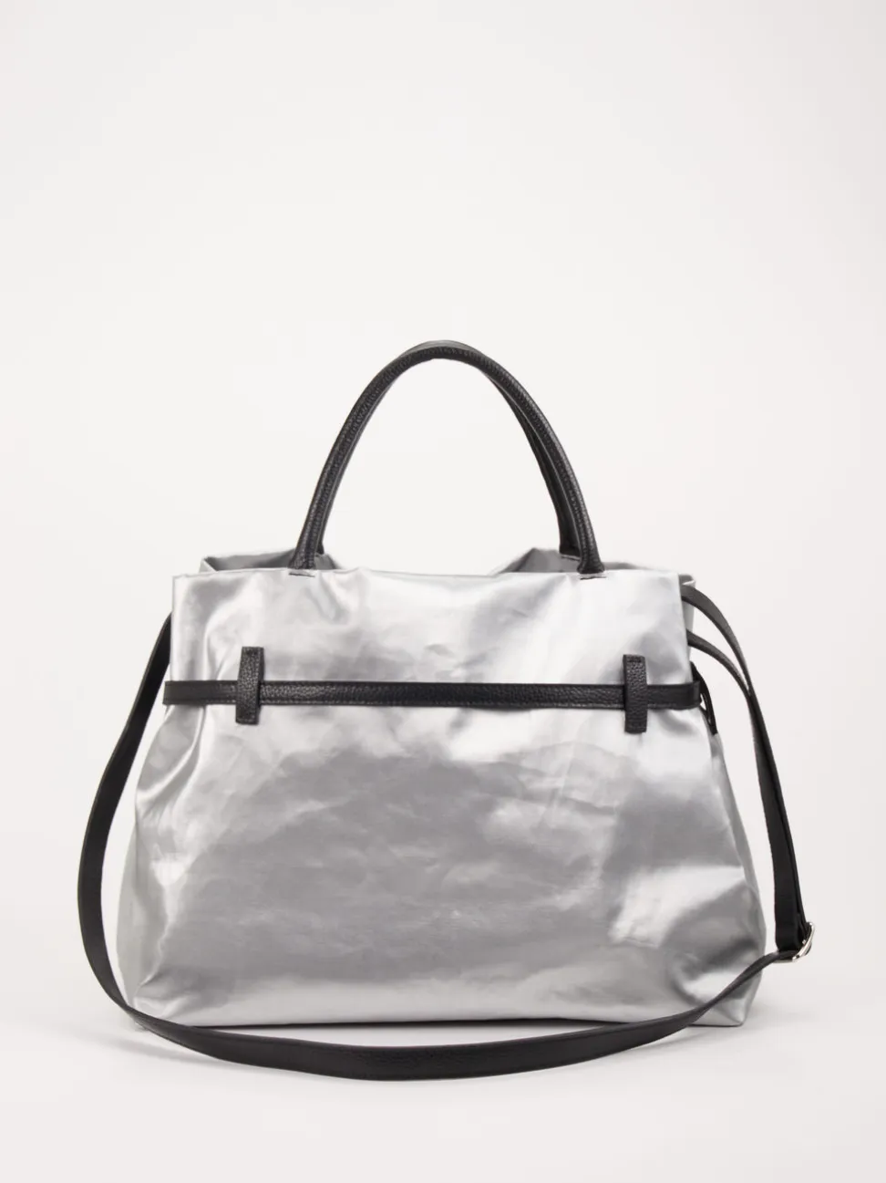AU 79 – Shopper Bag aus Leinen-Kunstleder Silber