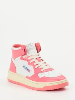 Autry – High-Top Sneaker aus Leder in Pink-Weiß