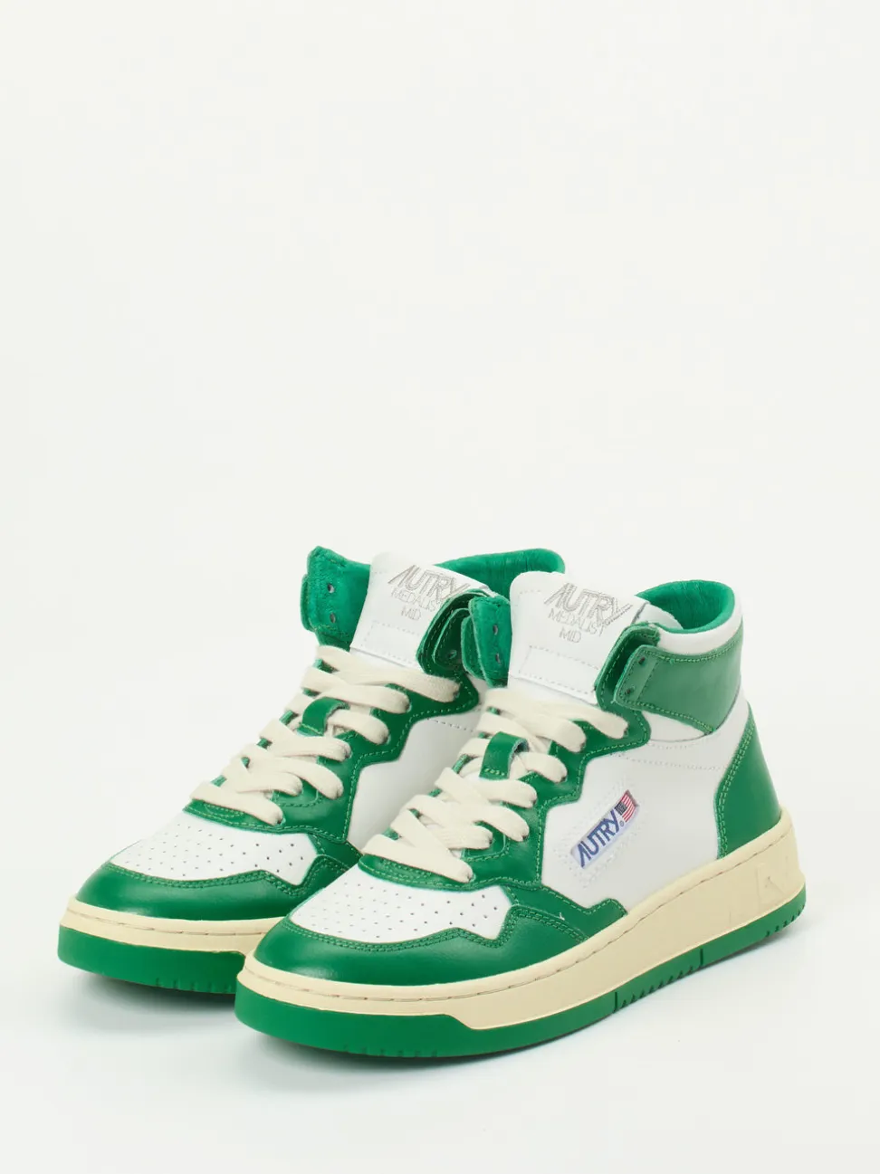 Autry – High-Top-Sneaker aus Leder in Grün-Weiß