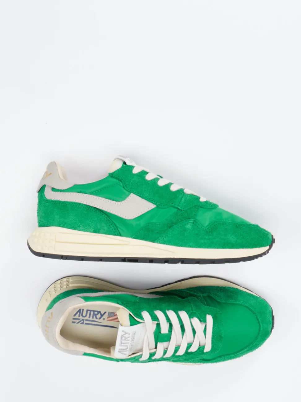 Autry – Retro-Sneaker aus Textil und Veloursleder grün