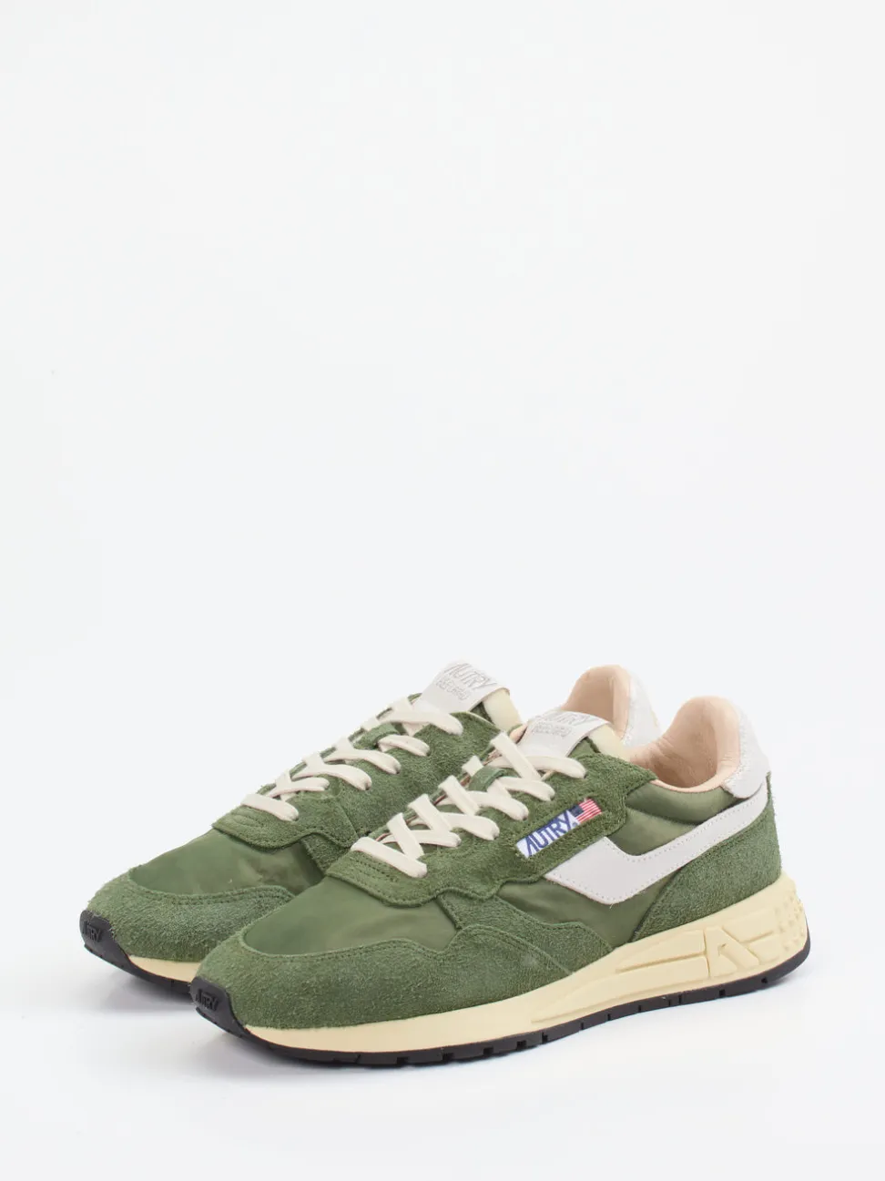 Autry – Retro-Sneaker aus Veloursleder Olivgrün