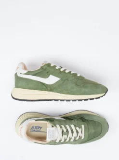 Autry – Retro-Sneaker aus Veloursleder Olivgrün