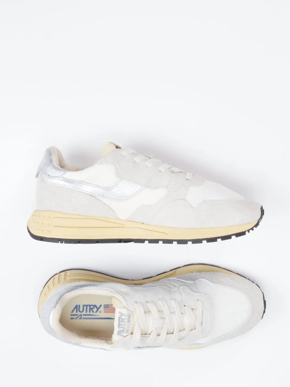 Autry – Sneaker aus Leder-Mesh-Mix in Beige