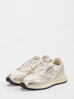 Autry – Sneaker aus Metallic-Leder in Beige-Gold