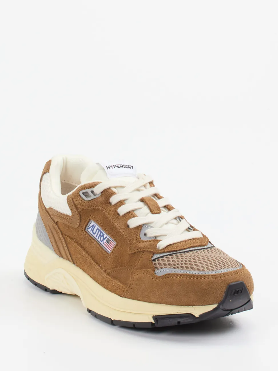 Autry – Sneaker aus Veloursleder und Mesh cognac