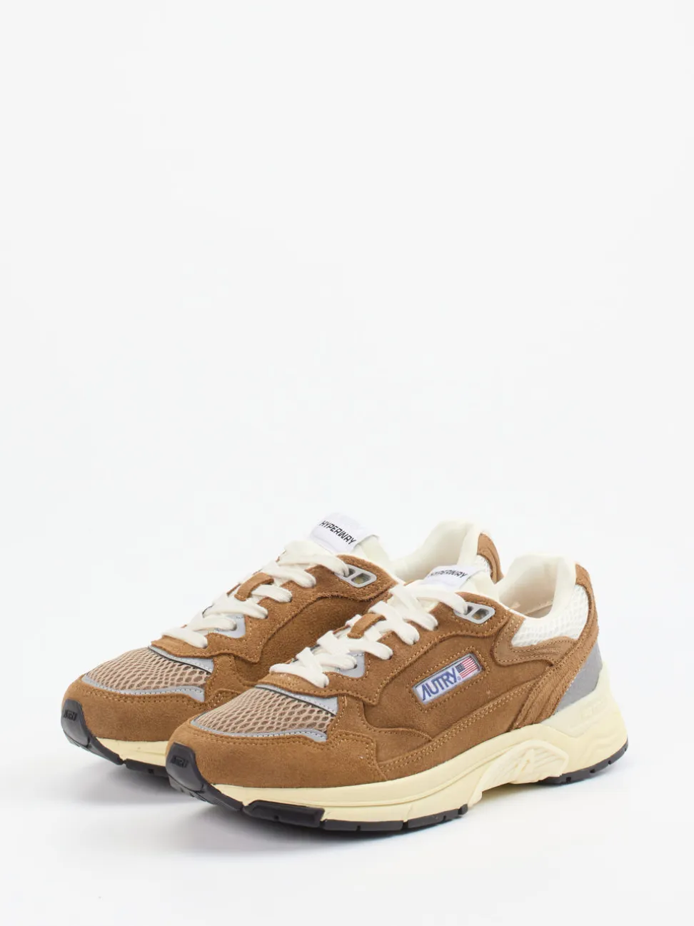 Autry – Sneaker aus Veloursleder und Mesh cognac