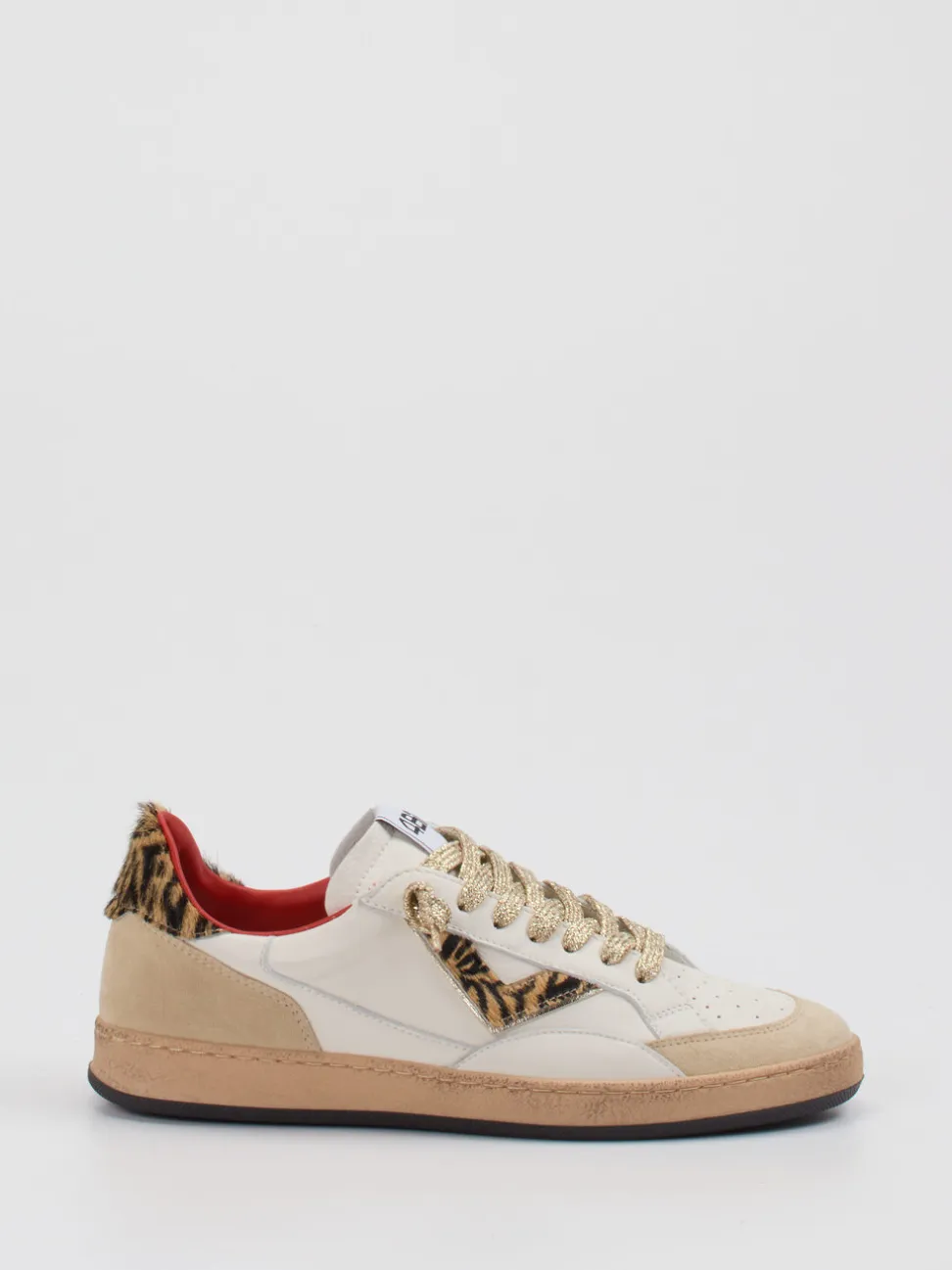 4B12 – Sneaker aus Velourleder und Glattleder beige