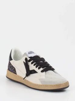 4B12 – Sneaker aus Velour/Leder mit Glitzerdetail