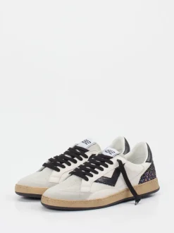 4B12 – Sneaker aus Velour/Leder mit Glitzerdetail