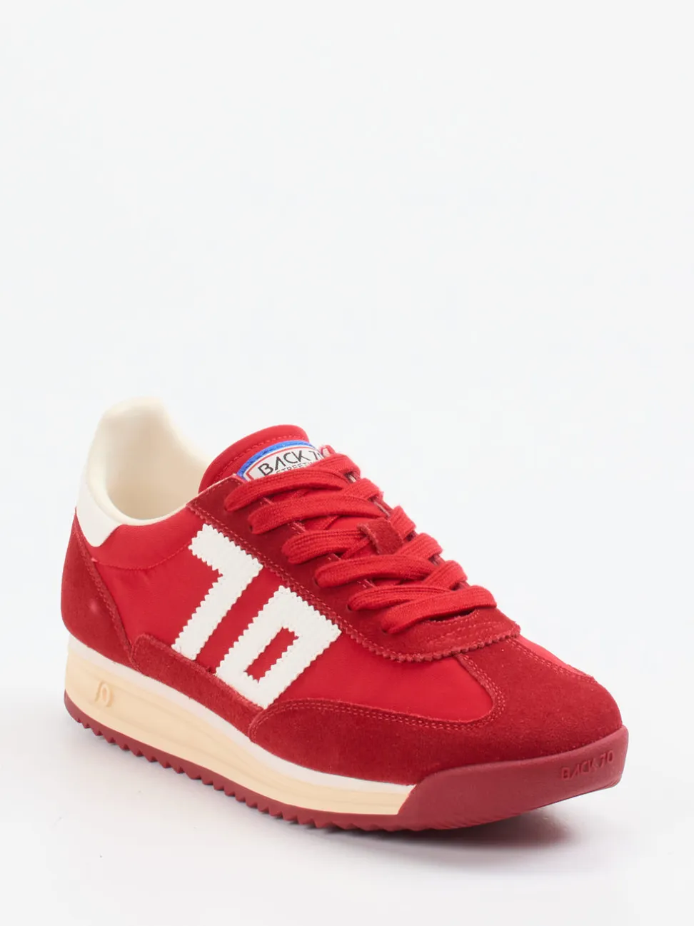 Back 70 – Retro-Runners aus Nylon und Veloursleder rot