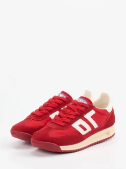 Back 70 – Retro-Runners aus Nylon und Veloursleder rot