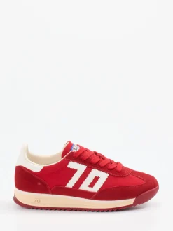 Back 70 – Retro-Runners aus Nylon und Veloursleder rot