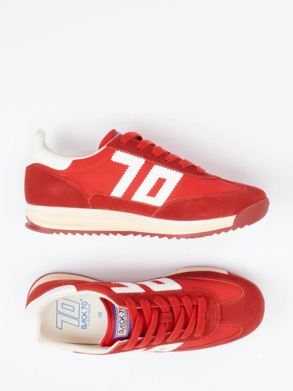 Back 70 – Retro-Runners aus Nylon und Veloursleder rot