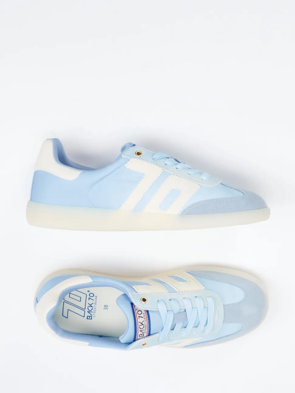 Back 70 – Retro-Sneaker aus Nylon und Wildleder hellblau