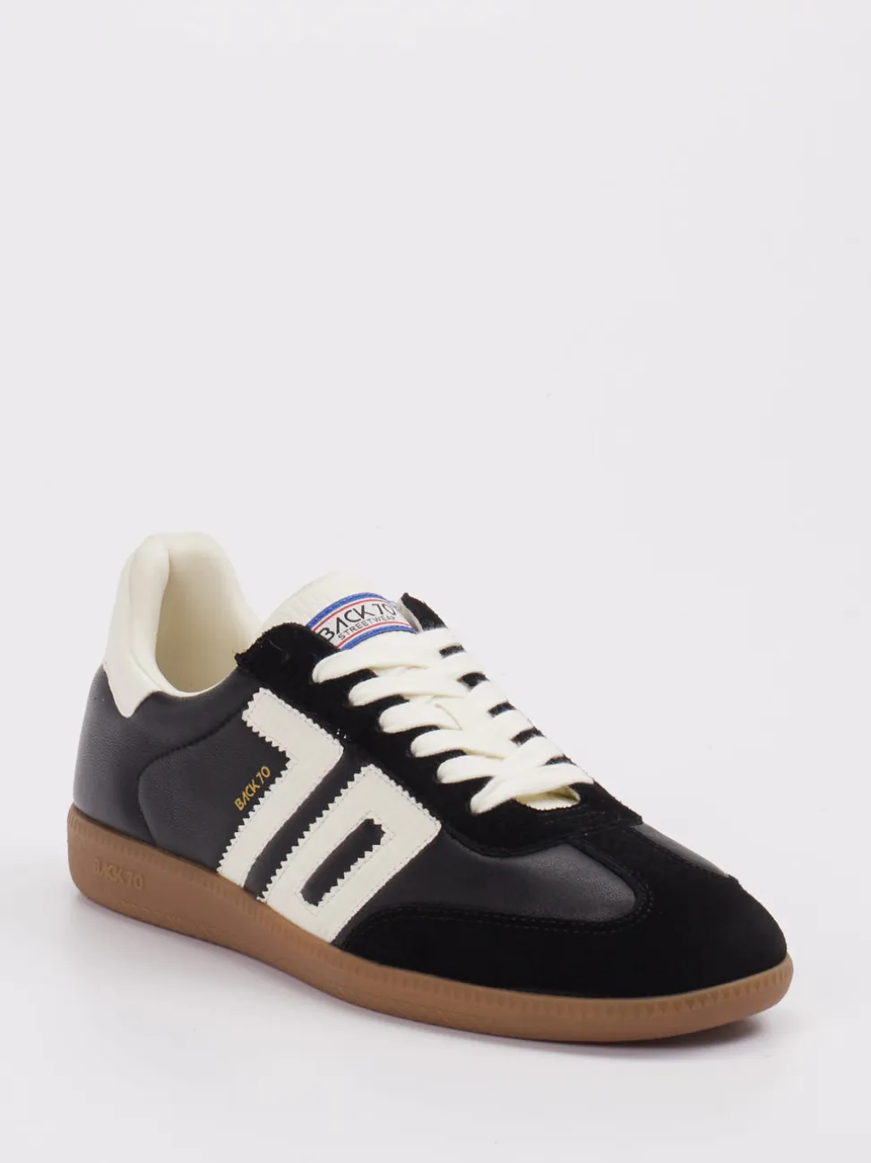 Back 70 – Retro-Sneaker aus Velour/Leder Schwarz