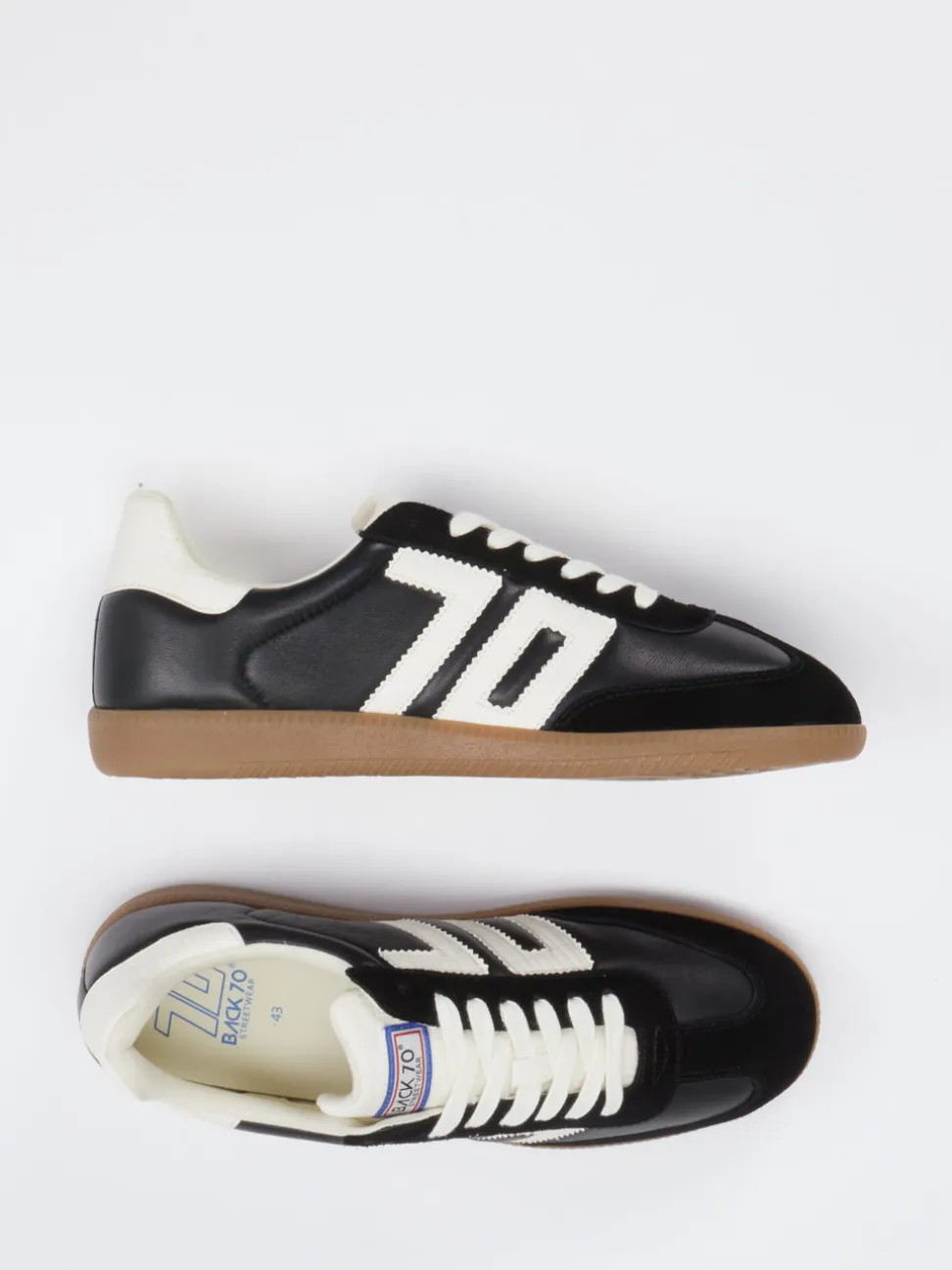 Back 70 – Retro-Sneaker aus Velour/Leder Schwarz