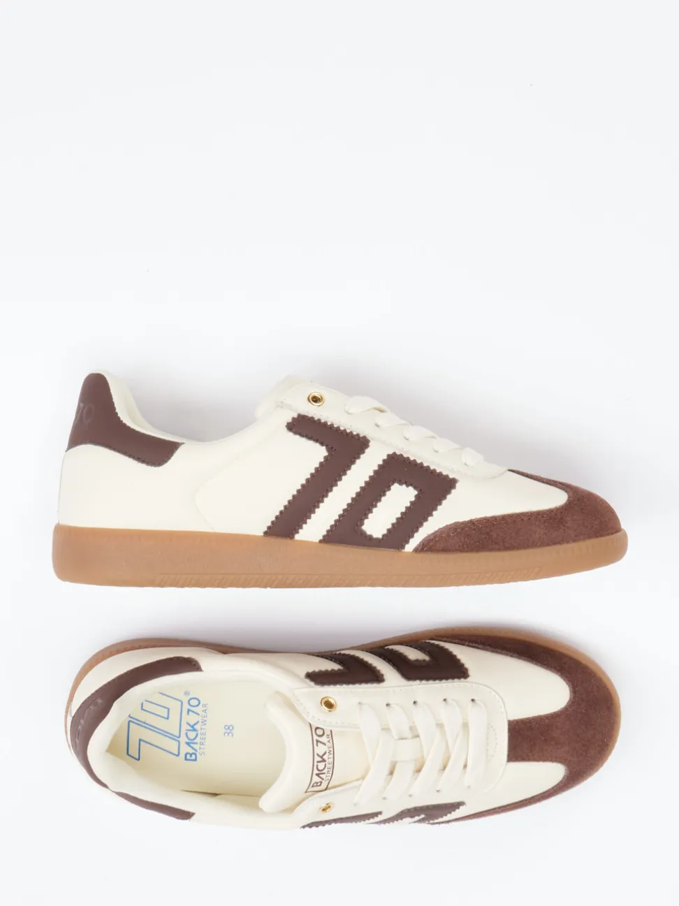 Back 70 – Retro-Sneaker aus Velour/Leder cremefarben