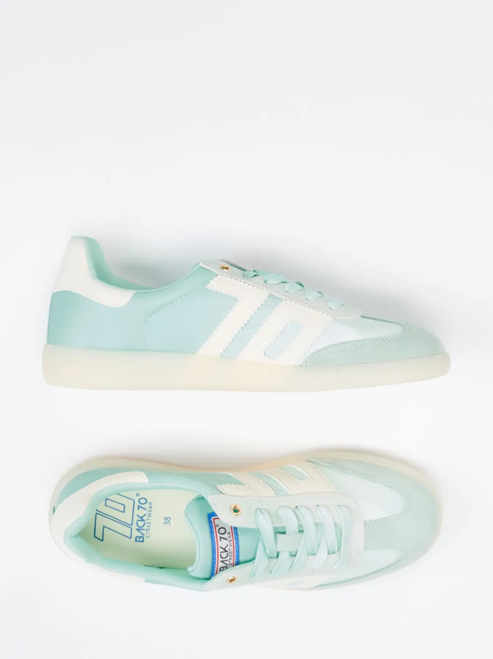 Back 70 – Retro-Sneaker aus Veloursleder und Nylon Mintgrün