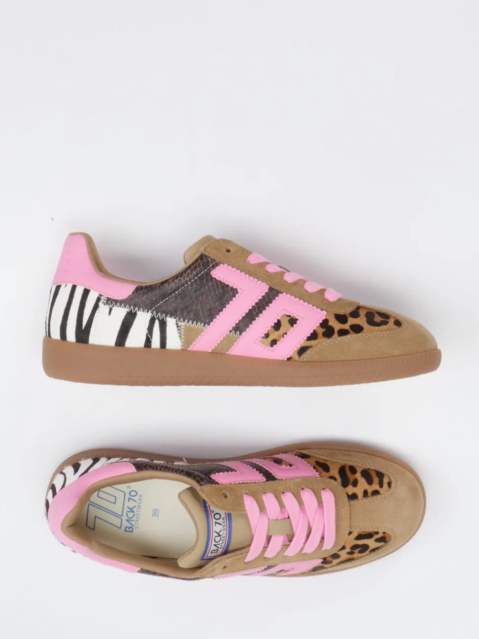 Back 70 – Sneaker aus Leder mit Animalprint-Details