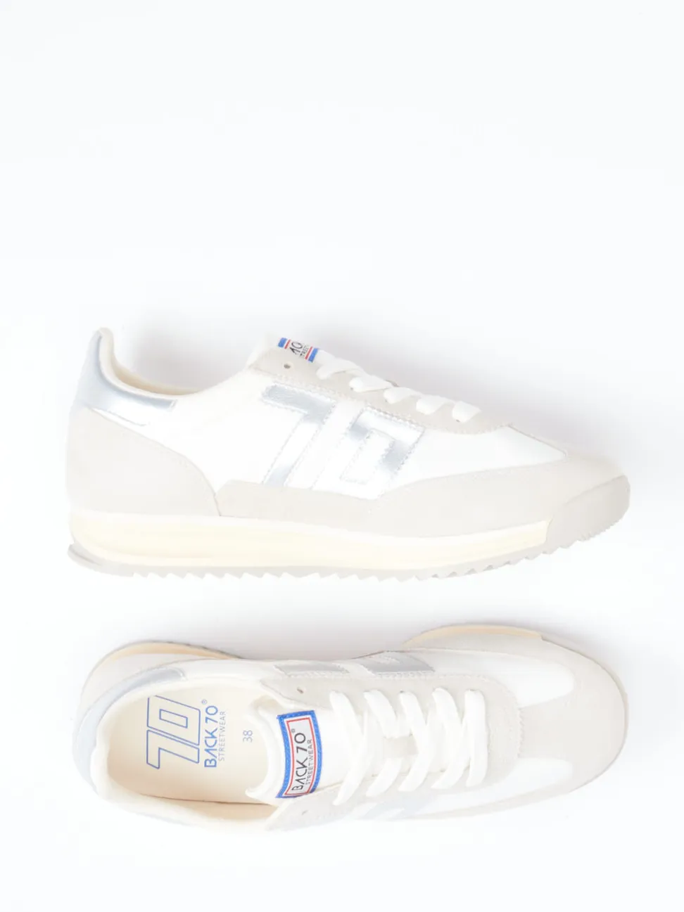 Back 70 – Sneaker aus Veloursleder und Textil Weiß