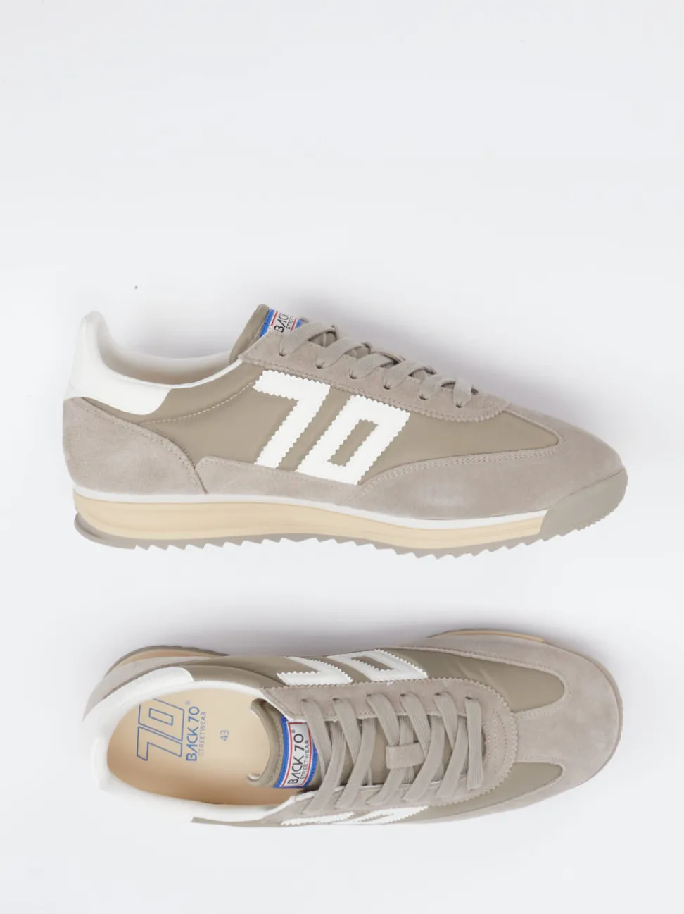 Back 70 – Sneaker aus Veloursleder und Nylon taupe