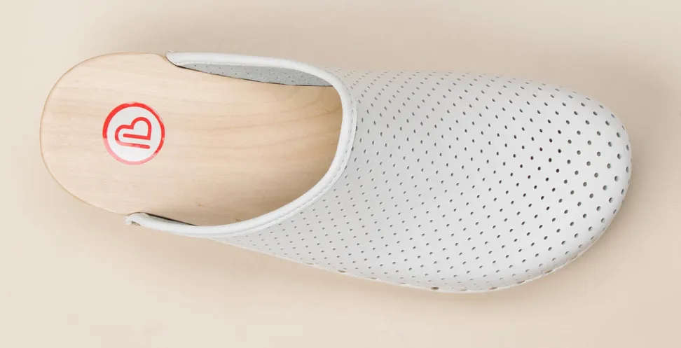 Berkemann – Holzclogs aus Kalbleder weißgrau