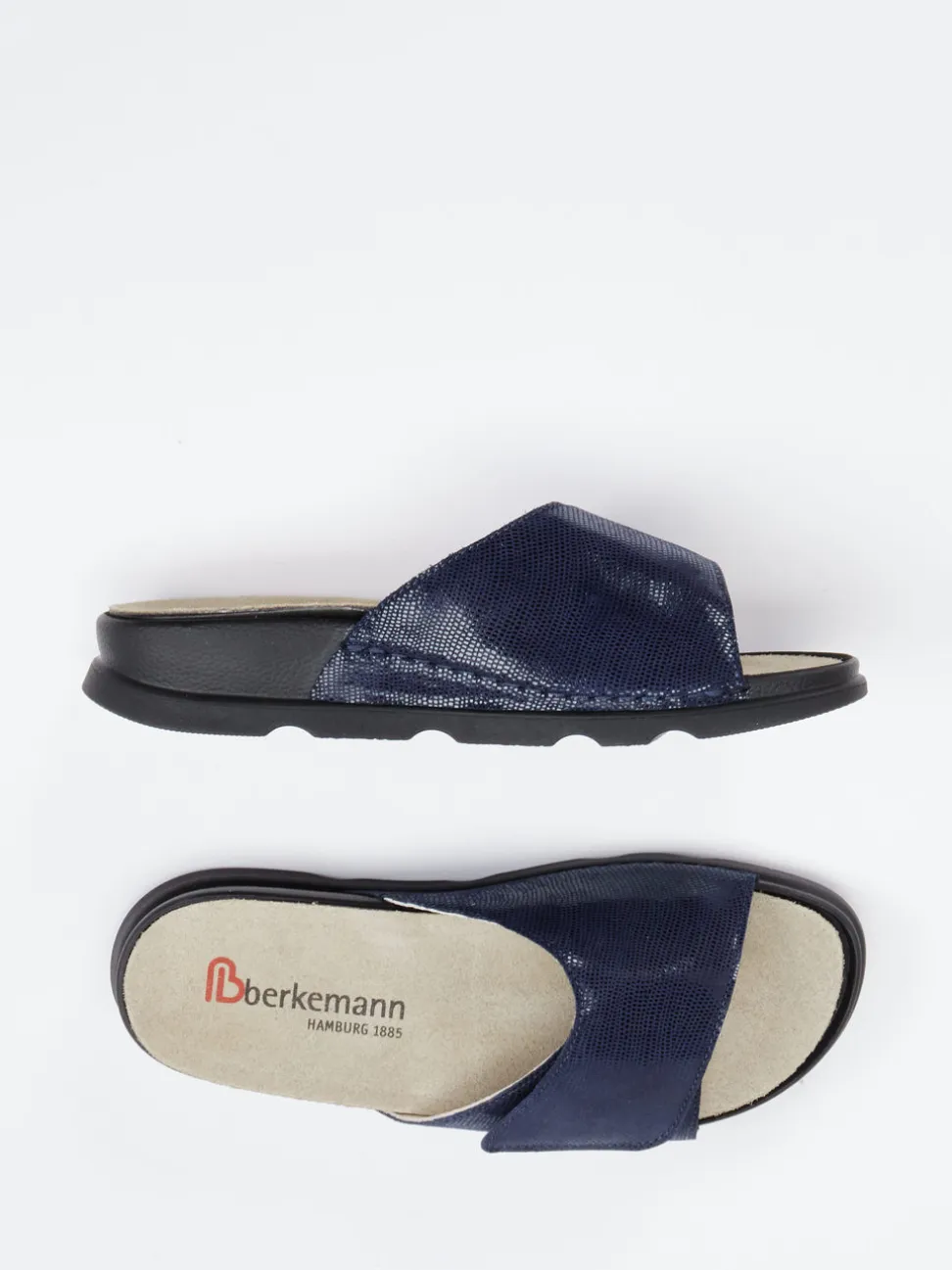 Berkemann – Komfort-Pantolette aus geprägtem Leder Blau