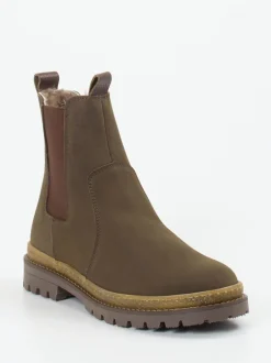 Bisgaard – Chelsea Boots aus Nubukleder olivbraun