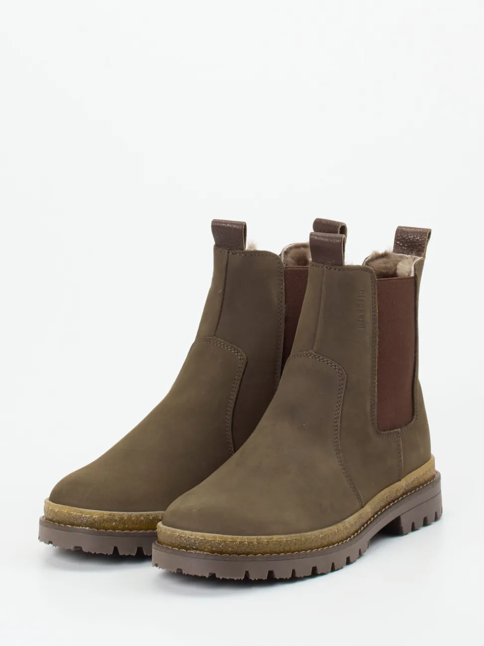 Bisgaard – Chelsea Boots aus Nubukleder olivbraun