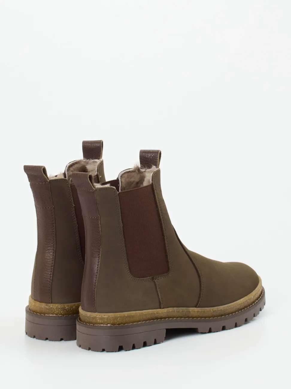 Bisgaard – Chelsea Boots aus Nubukleder olivbraun