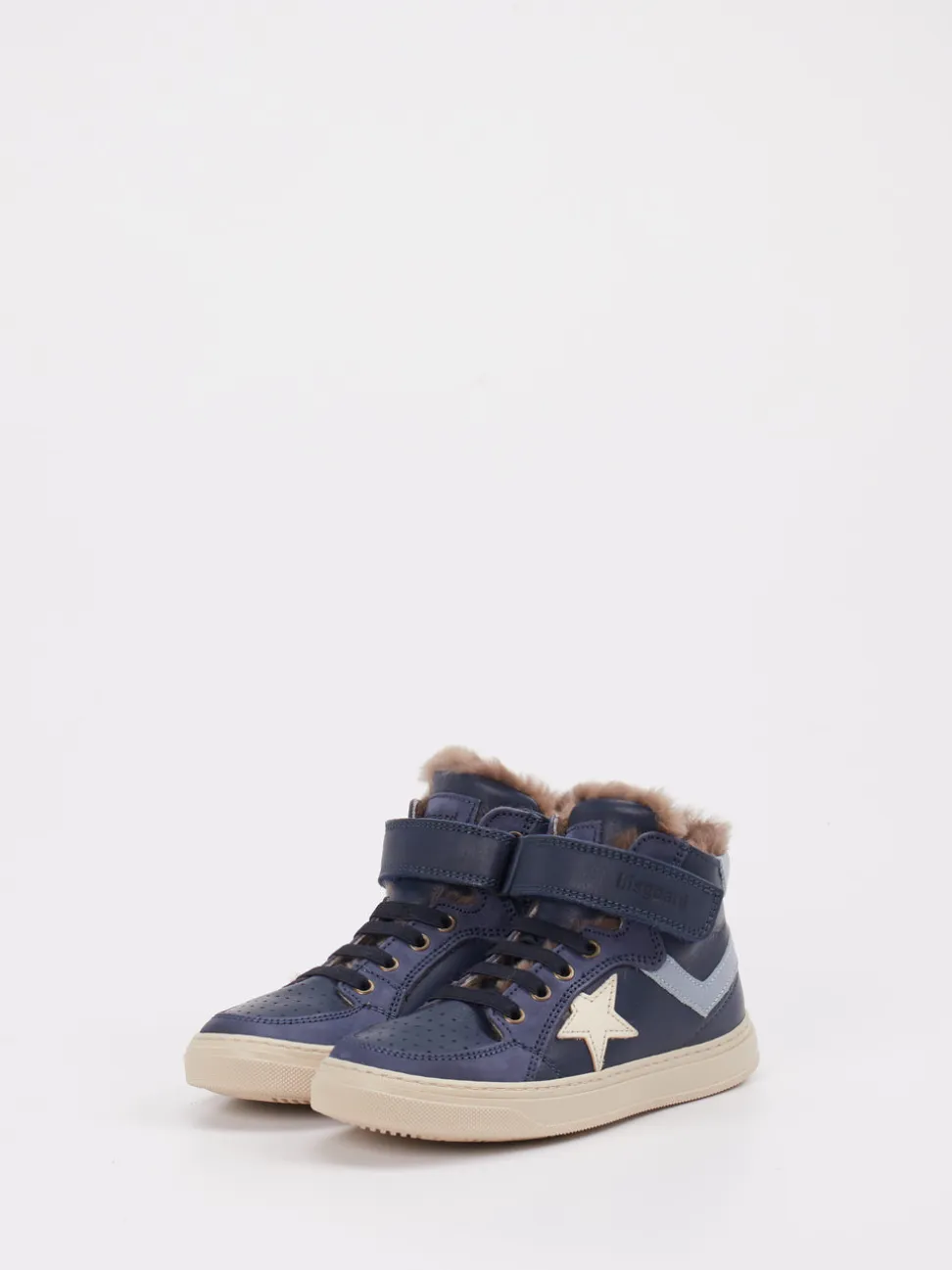 Bisgaard – High-Top Sneaker aus Metallicleder Dunkelblau