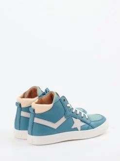 Bisgaard – High-Top Sneaker aus Lammleder türkisblau