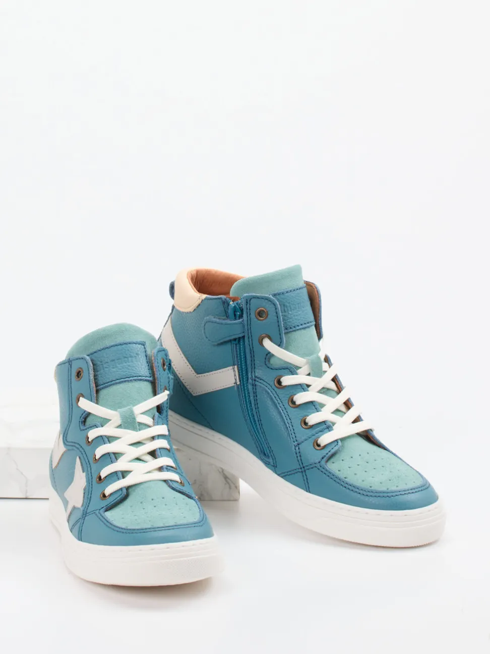 Bisgaard – High-Top Sneaker aus Lammleder türkisblau