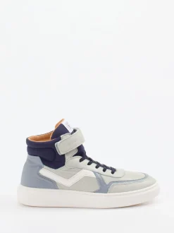 Bisgaard – High-Top Sneaker aus Kalbleder hellgrau