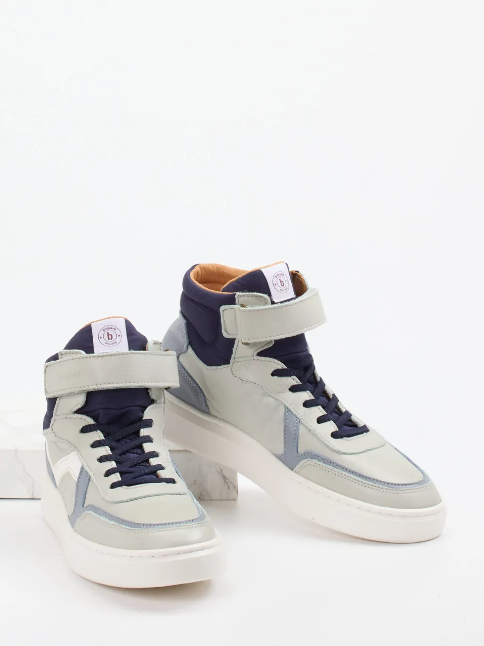 Bisgaard – High-Top Sneaker aus Kalbleder hellgrau