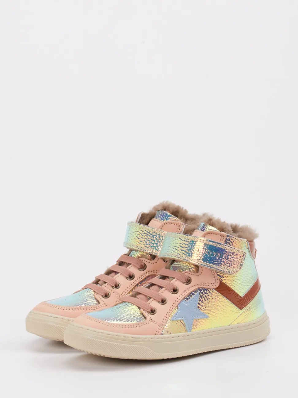 Bisgaard – High-Top-Sneaker aus Metallic mit Fellfutter