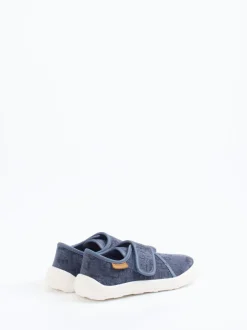 Bisgaard – Klett-Halbschuh aus Textil in Jeansblau